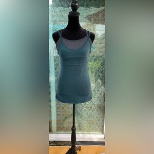 GAP FIT WOMEN'S DARK TEAL & GRAY 2 IN 1 TANK TOP WITH BUILT IN SPORTS BRA Small